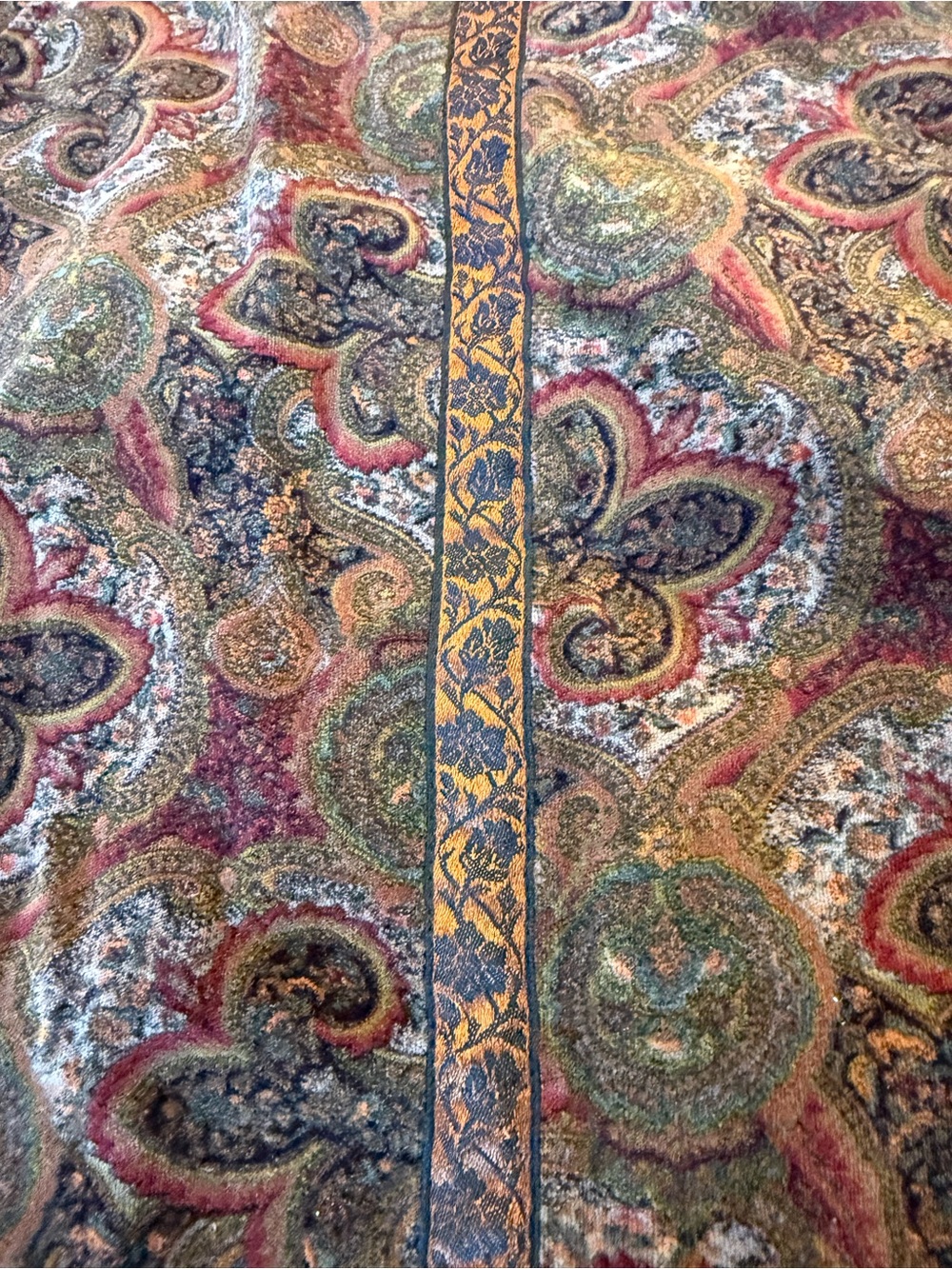 Nanette Lepore Olive Paisley Mini Skirt with Trim Y2K Tapestry Boho Chic Size 8 - Picture 3 of 12